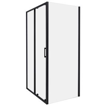 Cabina De Ducha Vidrio Templado Una Puerta Negro 80 X 100 X 185 Cm Yoro