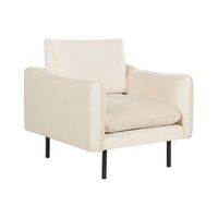 sillon de terciopelo respaldo acolchado patas negras estilo retro moderno beige claro vinterbro