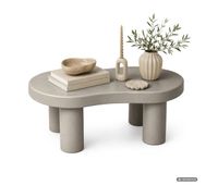 mesa de centro ovalada matcha 85 cm gris con cuatro patas cilindricas