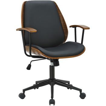 Silla De Oficina Arlondi Ergonómica Con Ajuste De Altura Y Soporte Lumbar Para Máxima Comodidad Simil Cuero Nogal/negro 57x63x90 Cm Clp