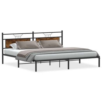 Estructura De Cama Sin Colchón Roble Ahumado 193x201 Cm Vidaxl