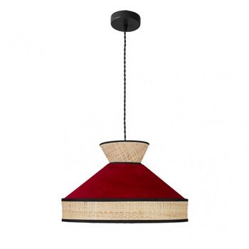 FABRILAMP Colgante rojo con detalle en rafia 40 Fabrizio