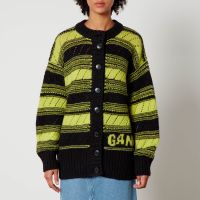 ganni striped organic wool cardigan - m