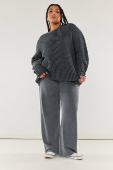 Yours Jersey Gris Antracita De Punto Gofre, Mujer Curvy Y Tallas Grandes, Yours
