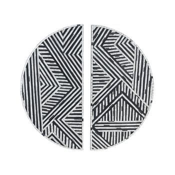 Decoración De Pared De Vidrio Blanco Negro 76 X 76 Cm Semicírculos Mandau