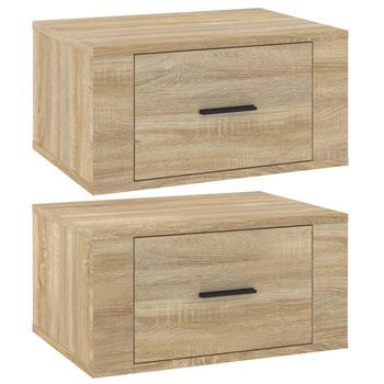 Mesitas De Noche De Pared 2 Uds Color Roble Sonoma 50x36x25 Cm Vidaxl