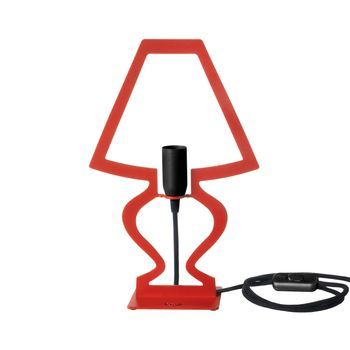 Lámpara De Mesa Silhouette Ø22x33 Cm Hierro Perforado Rojo Diseño Decorativo Moderno Made In Italy Conexión E14 Elegante Complemento De Decoración