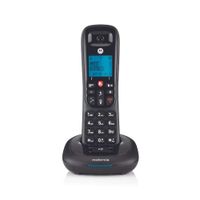 motorola voice - cd4001 telefono fijo inalambrico con tecnologia de bloqueo de llamadas agenda para 50 nombres y numeros pantalla retroiluminada altavoz manos libres