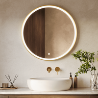 espejo de bano con luz led 80 cm dorado redondo antivaho 3 colores dimmable - lomazoo paris