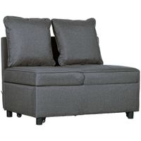 homcom sofa cama de 1 plaza con respaldo ajustable sillon cama individual con almohadas para dormitorio apartamento gris