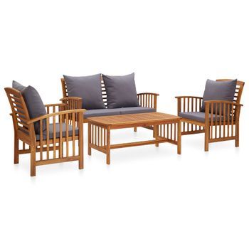 Muebles De Jardín 4 Piezas Con Cojines Madera Maciza De Acacia Vidaxl