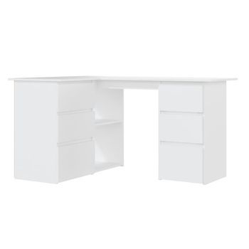 Escritorio - Mesa De Ordenador De Esquina Madera Contrachapada Blanco 145x100x76 Cm