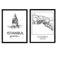 pack de posters de estambul - torre galata laminas con monumentos de ciudades tamano a4 con marco - nacnic