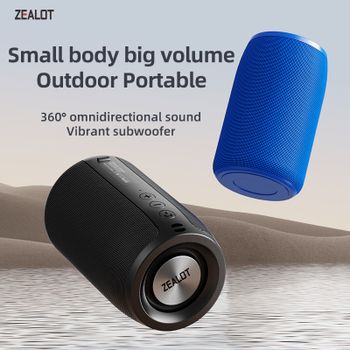 Altavoz Bluetooth Inalámbrico Zealot_S32, Mini Altavoz Portátil con Subwoofer, Emparejamiento Dual TWS, BT5.2, Altavoz Inalámbrico de 15W para Exteriores