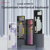 teclado mecanico para juegos ajazz ak980 v2 interfaz inalambricacon cable bluetooth24g pantalla tft a color de 114 pulgadas tiempo de visualizacion