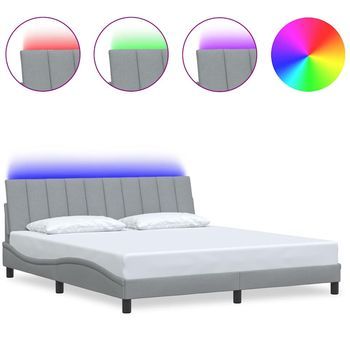 Estructura De Cama Sin Colchón Hanko Tela Gris Claro 180x200 Cm Vidaxl