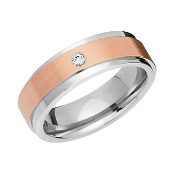 Anillo chapado en oro acero inoxidable 6mm circonita