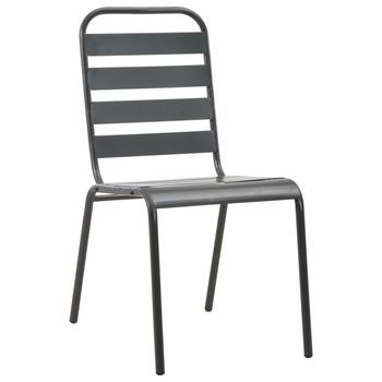 Pack 2 Uds Sillas De Jardín | Silla De Exterior | Sillón Apilables Acero Gris