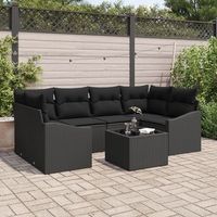 conjunto de sofas de jardin 7 piezas negro poliratan v2096 unico  negro