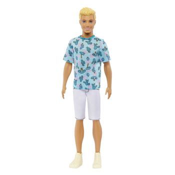 Muñeco articulado 30cm  Ken Fashionista camisa celeste de cactus
