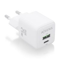 aisens asch-25w2p014-w cargador gan 25w 1xusb-c pd30 qc40 1xusb-a qc30 blanco