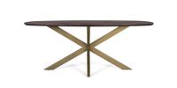 mesa de comedor ovalada en madera de acacia y patas de metal 200 cm