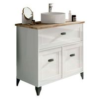cottage mueble de bano 82cm blanco y roble cambrian 1 cajon 2 puertas sin lavabo