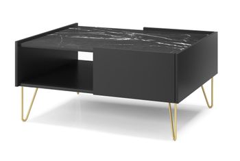 Mesa de centro efecto madera Negro y Dorado