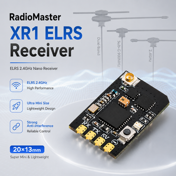 Receptor RadioMaster XR1 ELRS de 2,4 GHz, antena de banda única o doble, alta fiabilidad, 100 mW RX para drones de carreras FPV