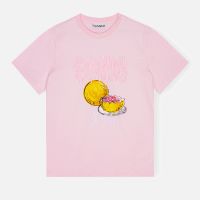 ganni basic cotton-jersey grapefruit relaxed t-shirt - xs