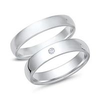 alianzas 8 quilates oro blanco con diamante