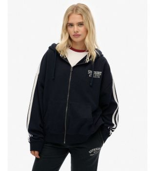 Superdry para mujer. W2012425A Sudadera Athletic Essentials Relaxed Zip marino (XL), Casual, Algodón