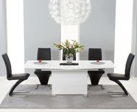 modena 150cm white high gloss extending dining table with 4 hampstead chairs