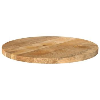 Tablero De Mesa | Tablero Escritorio Redondo Madera Maciza De Mango Ø 50x3,8 Cm