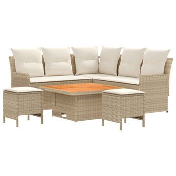 Juegos De Muebles 6 Uds. Beige Y Crema Ratán Sintético Vidaxl