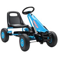 aiyaplay gokart a pedales para ninos asiento ajustable en altura ruedas eva freno embrague 3-8 anos azul   aosom espana