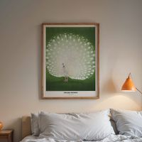 cuadro pavo real marco premium chapado en roble 30x40 cm