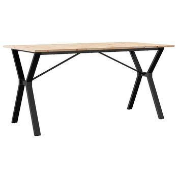 Mesa De Comedor Marco Y Madera Maciza Pino Y Acero 140x80x75cm Vidaxl