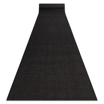 Alfombra De Pasillo Sizal Floorlux Modelo 20433 Liso Negro 80 Cm 80x1250 Cm