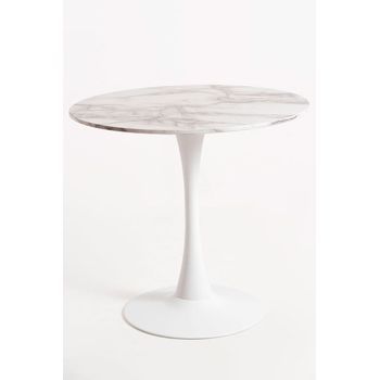 Mesa Kolio 80 Cm Mármol De Madera 74*80*80 Cm - Blanco