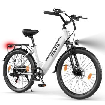 Bicicleta Eléctrica Eskute C100 Plus, Para Ciudad Y Desplazamientos Diarios, Color Blanco