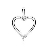 colgante corazon de oro blanco de 14 quilates con diamante