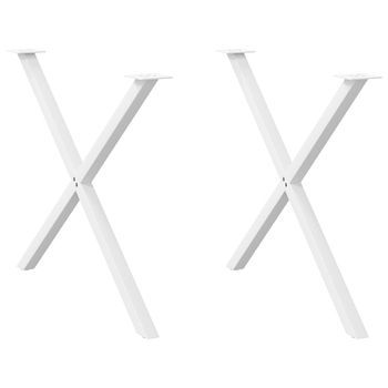 Patas Para Mesa De Comedor En Forma De X (2 Unidades), Color Blanco, 90 X (72-73) Cm, Acero Vidaxl