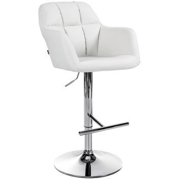 Taburete De Bar Natoma En Polipiel Simil Cuero Blanco 59x57x97 Cm Clp