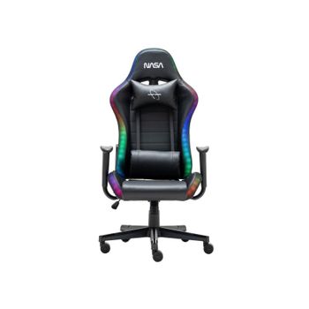 Silla gaming NASA PIONEER negra con respaldo ajustable, reposabrazos y luces RGB