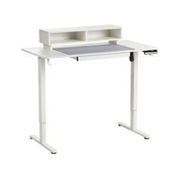 escritorio de altura regulable electrico con alfombrilla para raton para usar de pie o sentado moderno 120 x 60 cm puerto usb tablero y patas blancos lucama