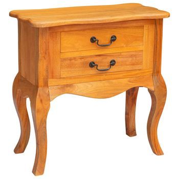 Mesa Lateral Natural 60,5 X 30 X 61 Cm Madera De Caoba Sólida