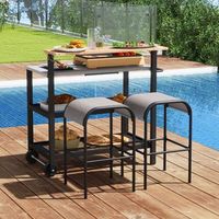 carro plegable para cocina soporte movil para horno de pizza con ganchos y ruedas negro