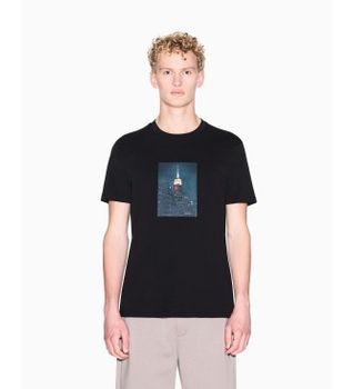 A|X Armani Exchange para hombre. XM002214AF10356UC001 Camiseta T-Shirt negro (L), Casual, Algodón, Manga corta