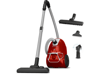 Aspirador con bolsa - Rowenta RO3953, Potencia 900 W, Capacidad de 3 L, niveles filtración, Radio acción 8.80 m, 79 dB, Cyclonic, Rojo
